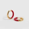 Best Saint and Sofia Enamel Hoop Earrings - Gold/Red