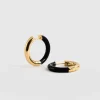 Fashion Saint and Sofia Enamel Hoop Earrings - Gold/Black