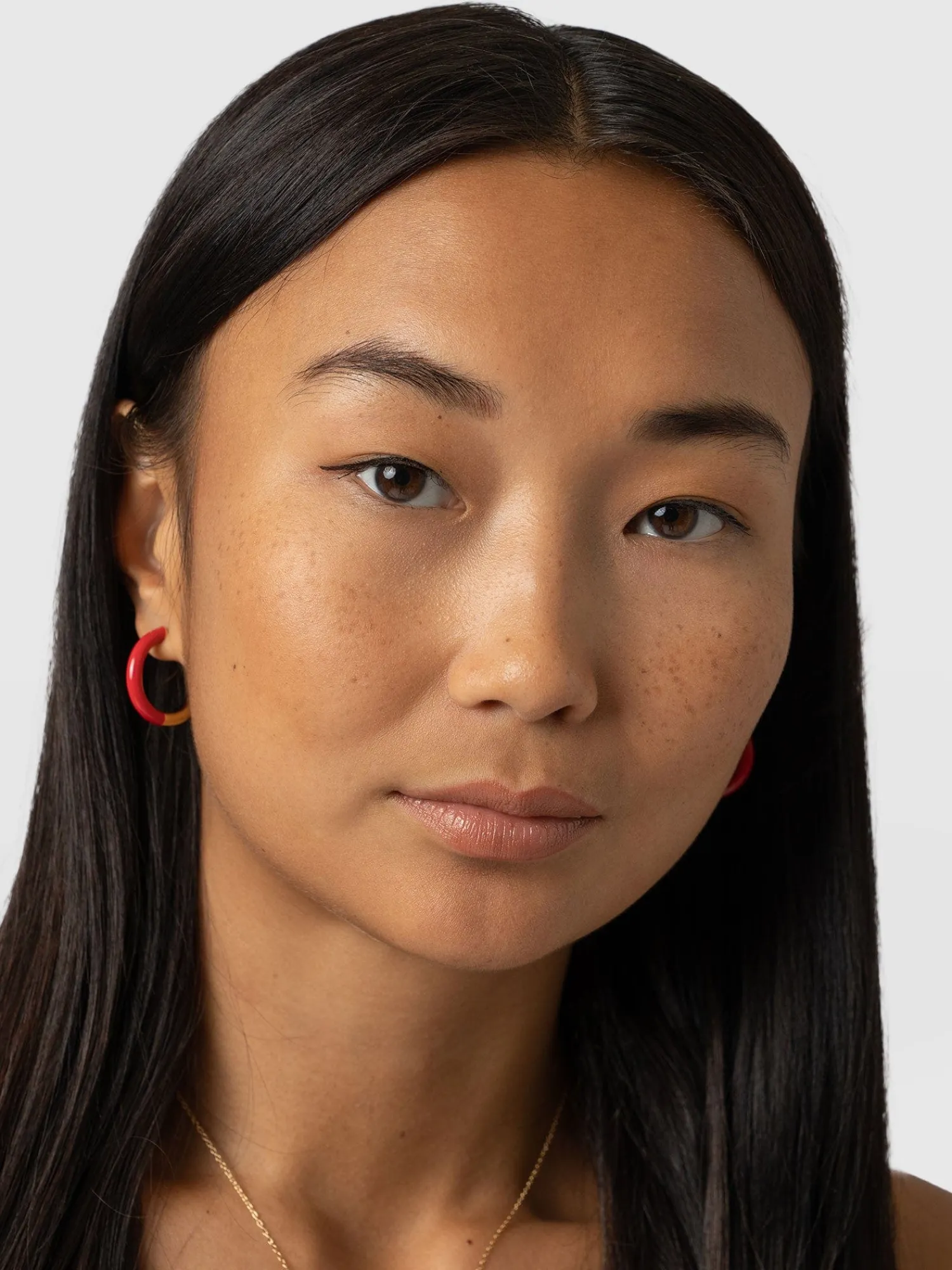 Best Saint and Sofia Enamel Hoop Earrings - Gold/Red