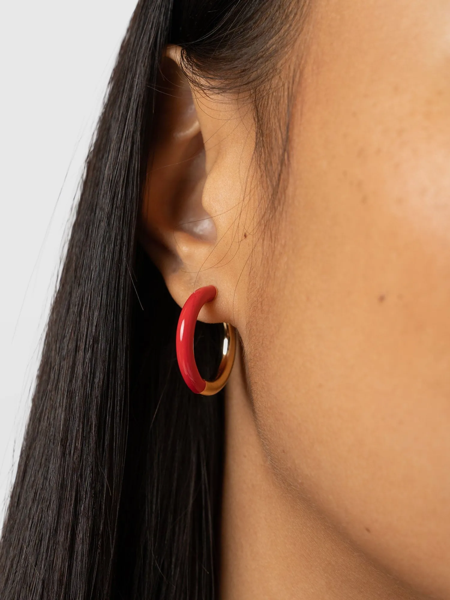 Best Saint and Sofia Enamel Hoop Earrings - Gold/Red