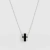 New Saint and Sofia Enamel Stripe Charm Necklace - Silver/Black