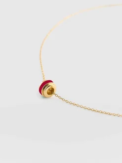 Sale Saint and Sofia Enamel Stripe Charm Necklace - Gold/Red