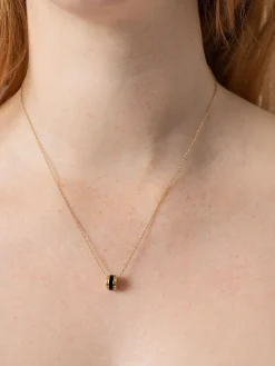 Best Saint and Sofia Enamel Stripe Charm Necklace - Gold/Black