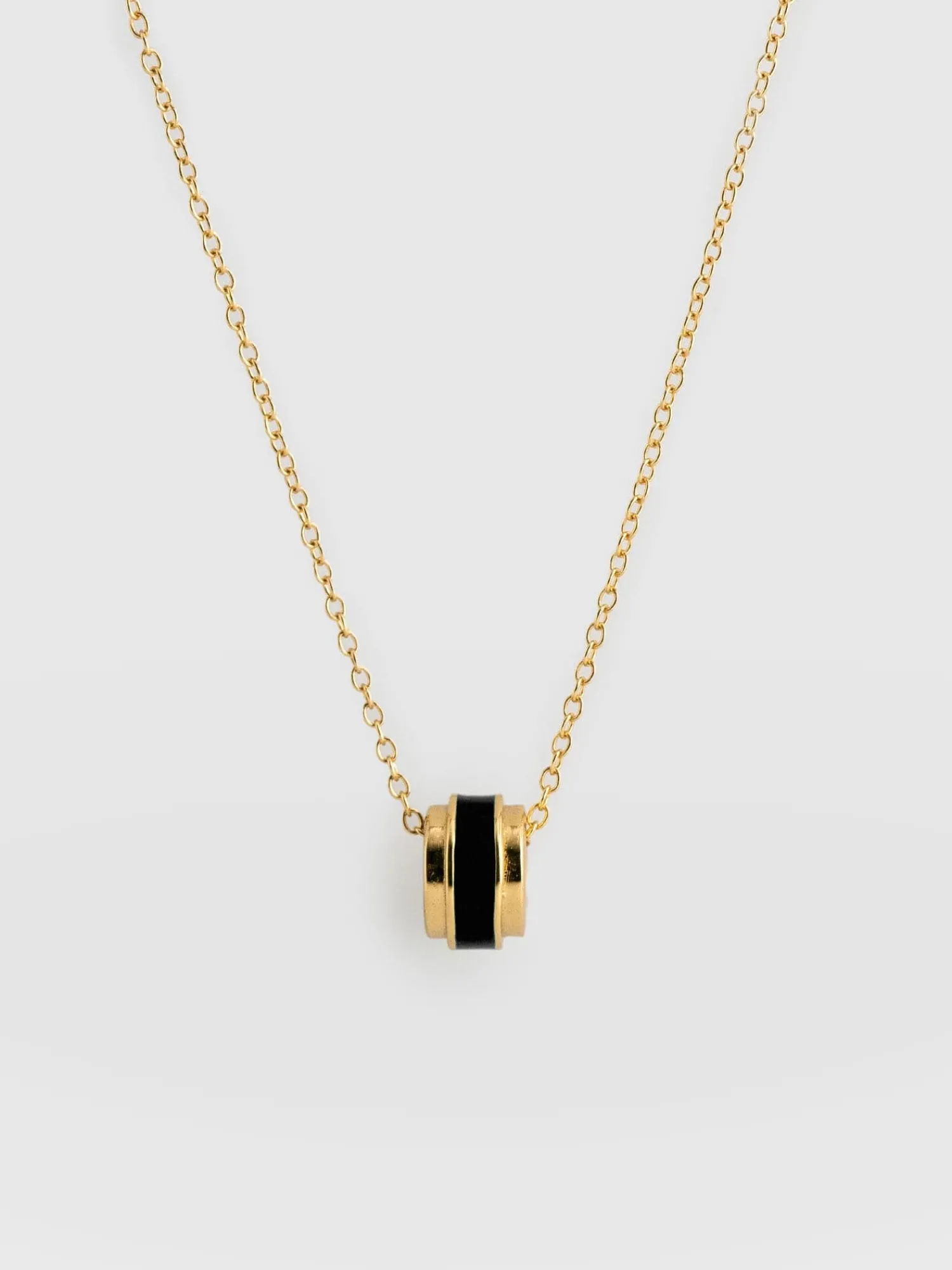 Best Saint and Sofia Enamel Stripe Charm Necklace - Gold/Black