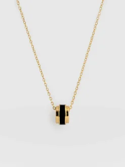Best Saint and Sofia Enamel Stripe Charm Necklace - Gold/Black