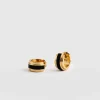Clearance Saint and Sofia Enamel Stripe Huggie Earrings - Gold/Black
