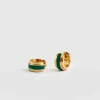 Outlet Saint and Sofia Enamel Stripe Huggie Earrings - Gold/Green