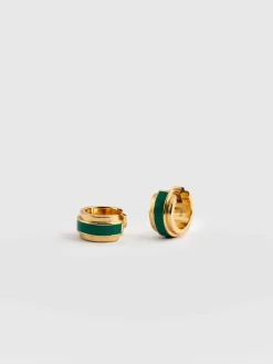 Outlet Saint and Sofia Enamel Stripe Huggie Earrings - Gold/Green