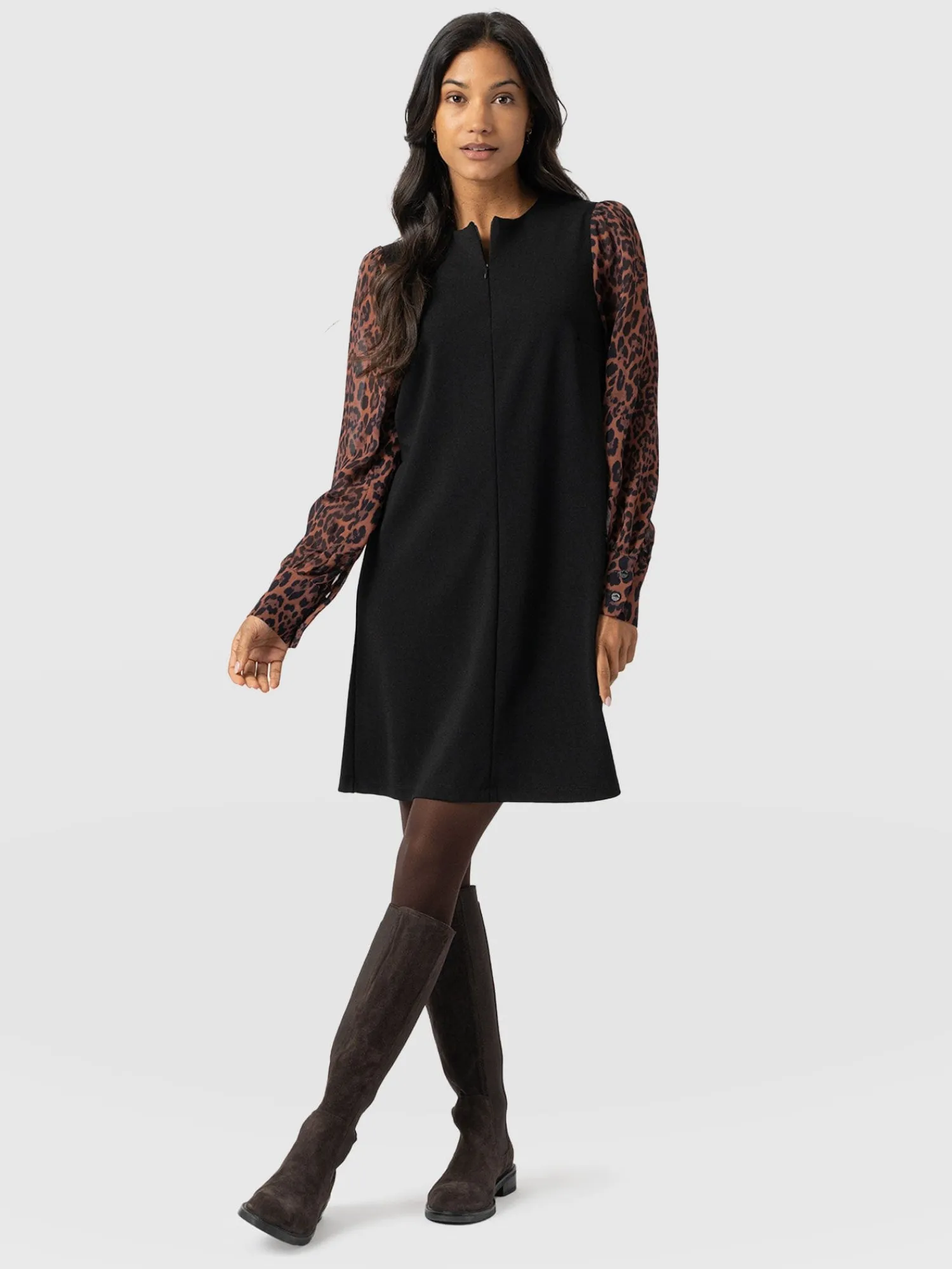 Fashion Saint and Sofia Esme Zip Up Dress - Brown Leopard