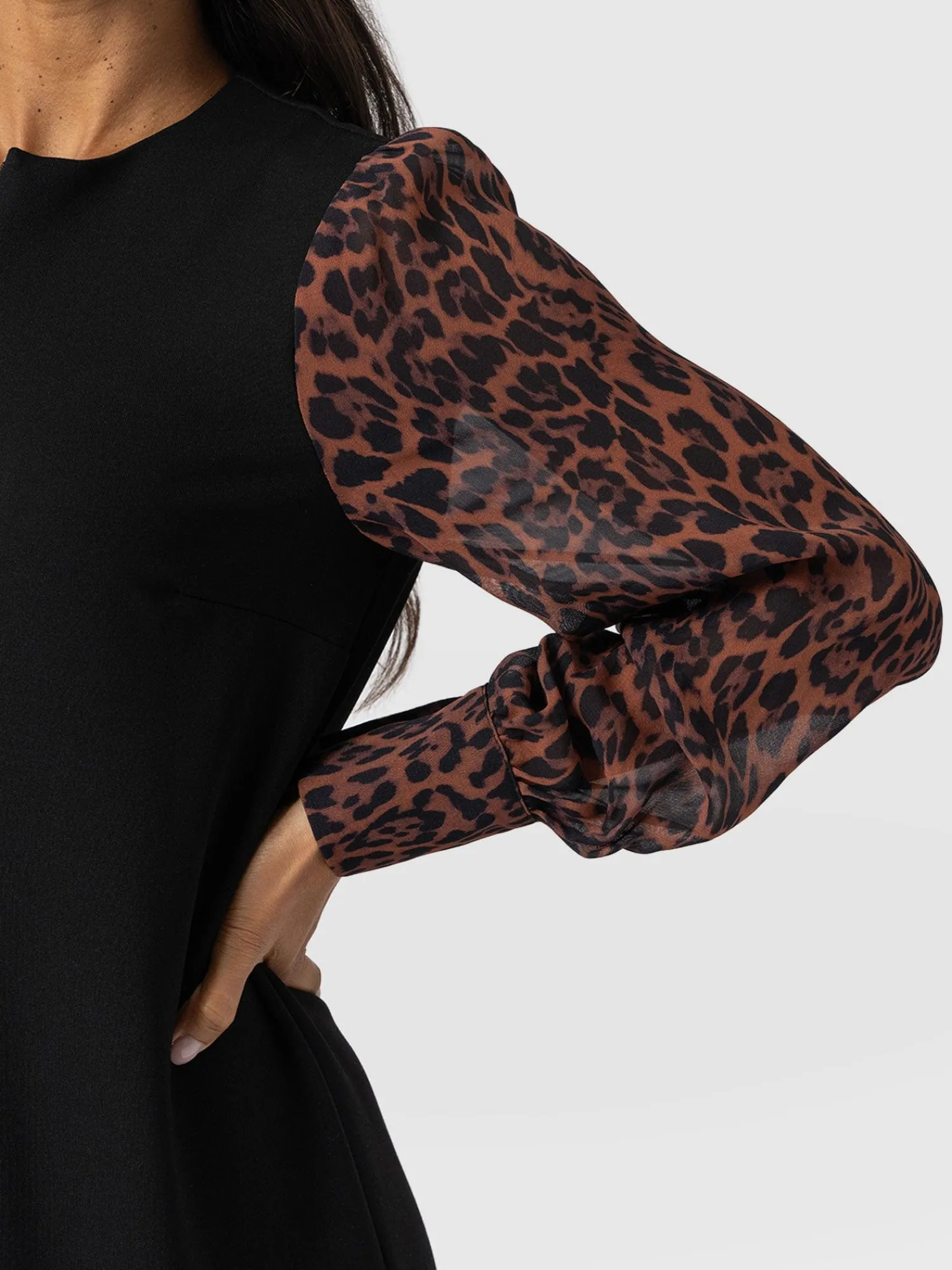 Fashion Saint and Sofia Esme Zip Up Dress - Brown Leopard