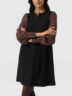 Fashion Saint and Sofia Esme Zip Up Dress - Brown Leopard