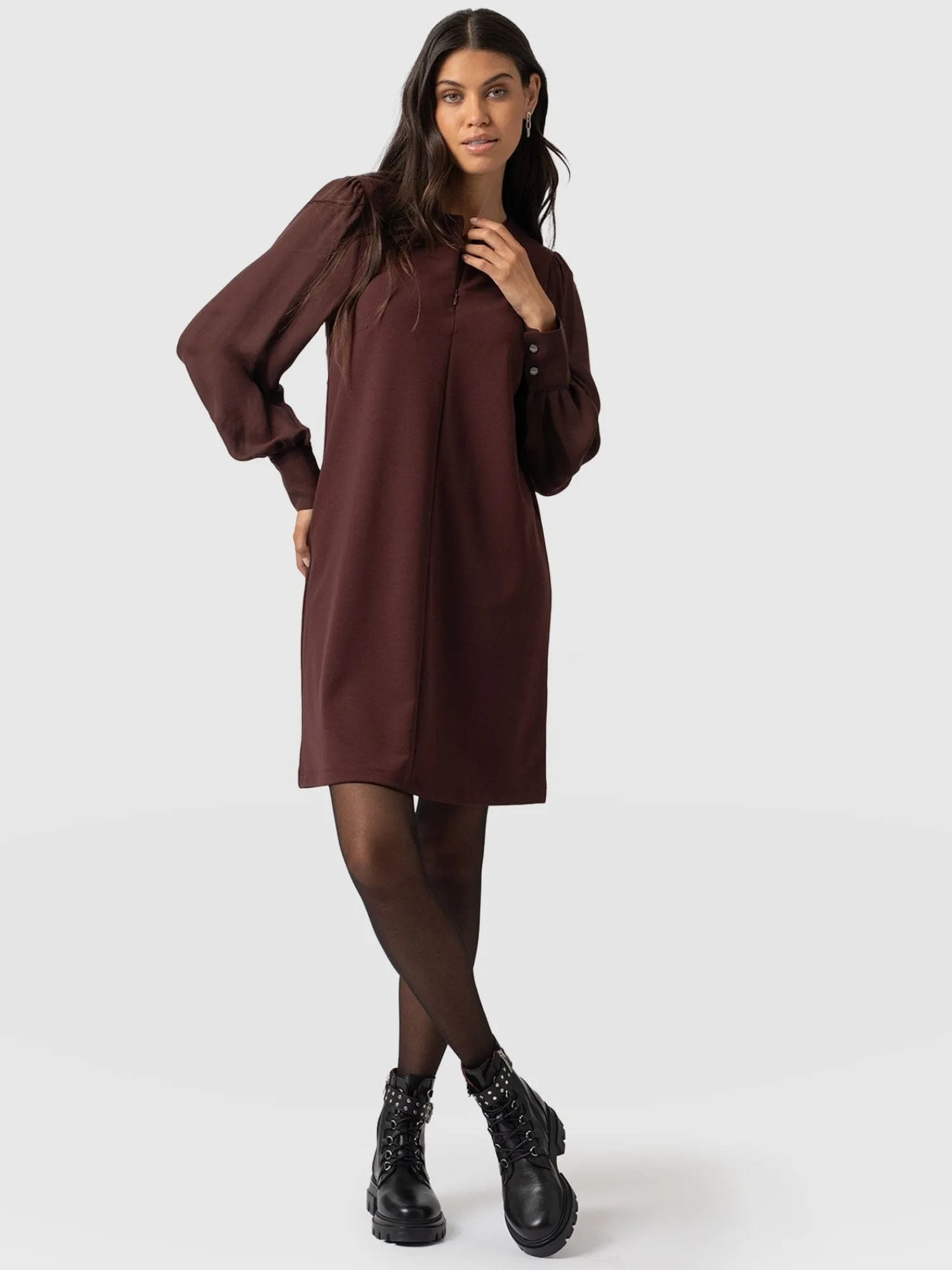 Fashion Saint and Sofia Esme Zip Up Dress - Maroon