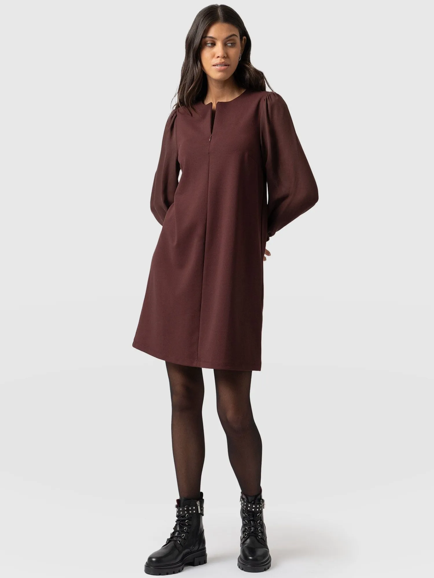 Fashion Saint and Sofia Esme Zip Up Dress - Maroon