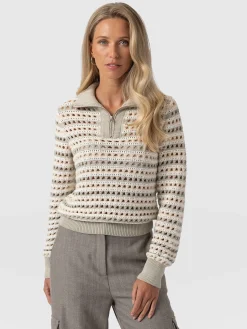 New Saint and Sofia Ester Quarter Zip Knit - Beige