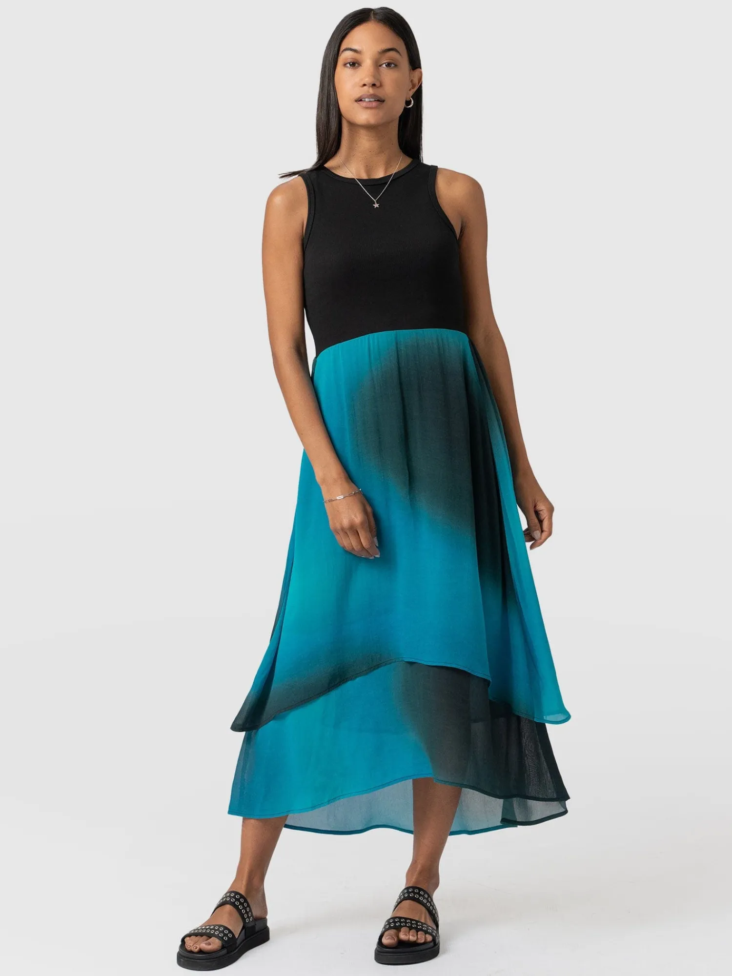 Fashion Saint and Sofia Etta Layered Dress - Blue coral