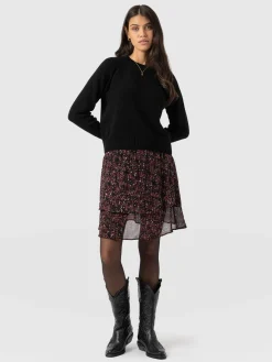 Discount Saint and Sofia Etta Mini Layered Skirt - Red Ditsy Leopard