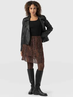 Hot Saint and Sofia Etta Mini Layered Skirt - Brown Snake
