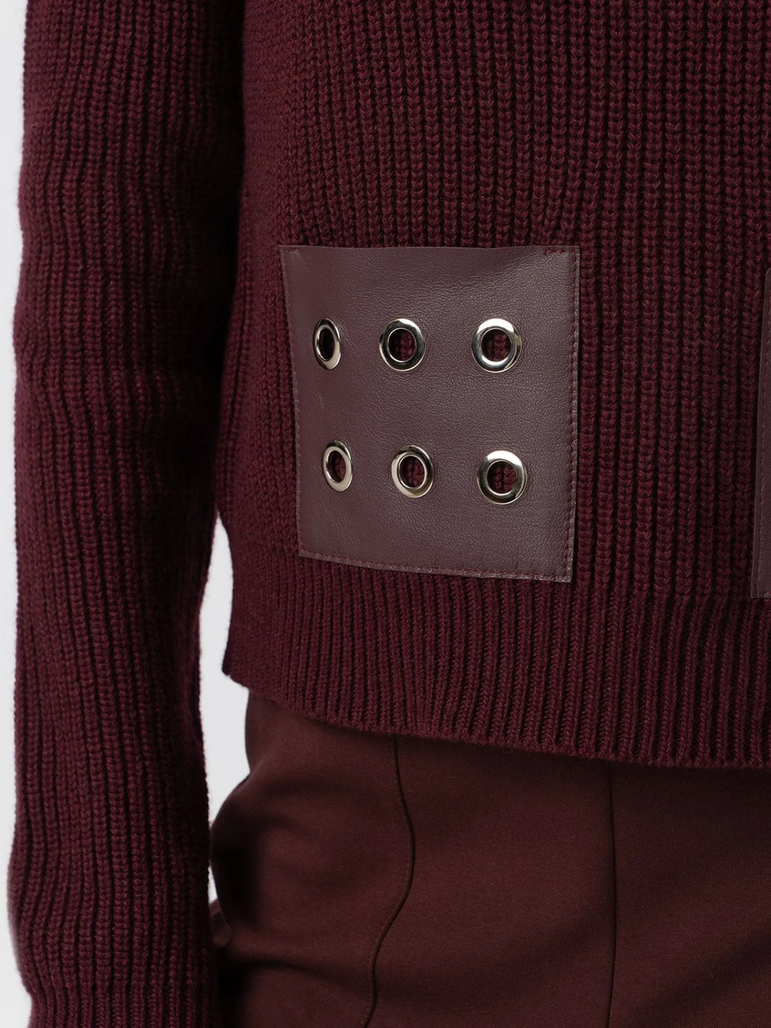 Sale Saint and Sofia Eyelet Rib Knit Sweater - Maroon