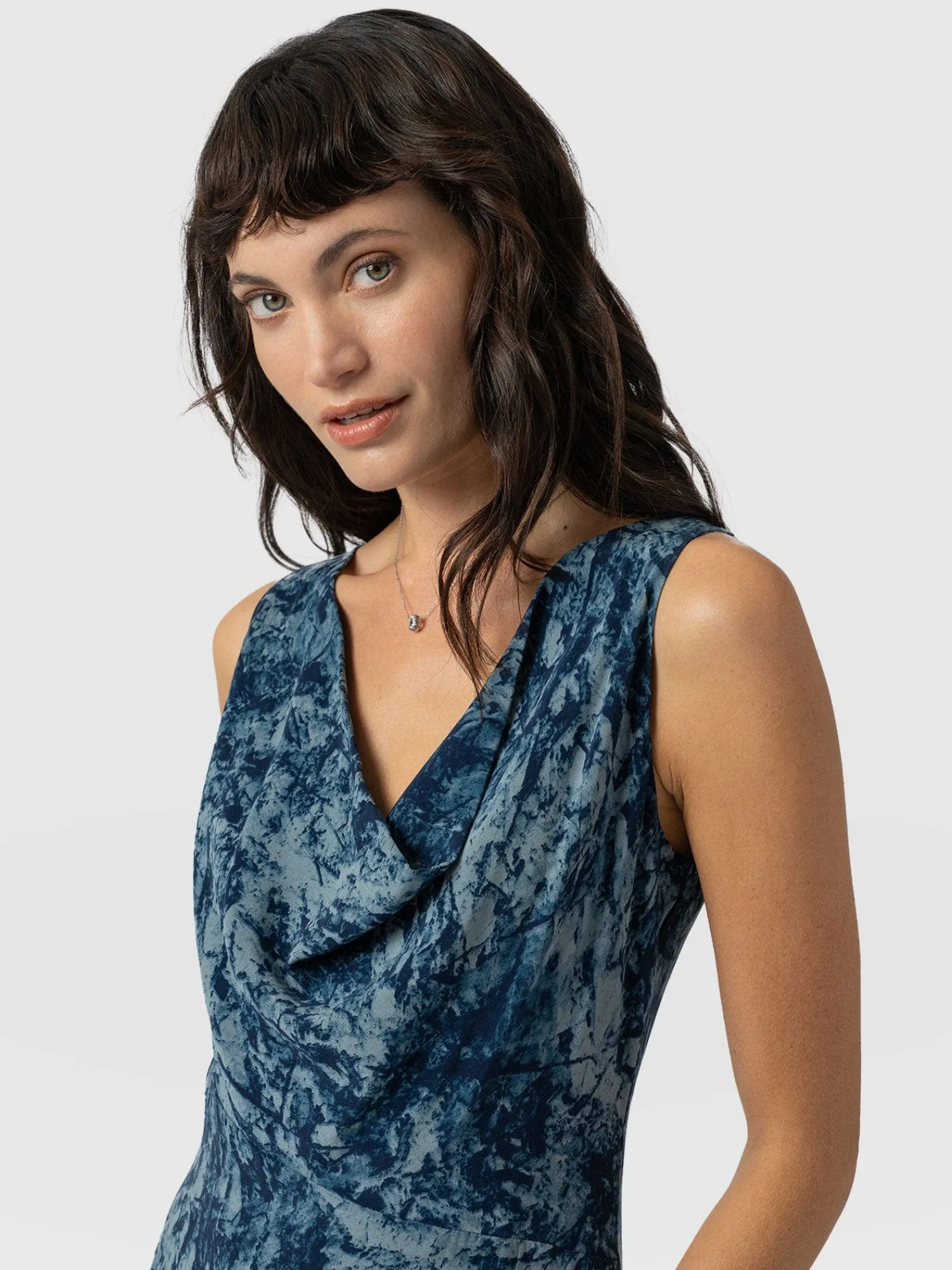 New Saint and Sofia Faye Cowl Neck Dress - Blue Marble