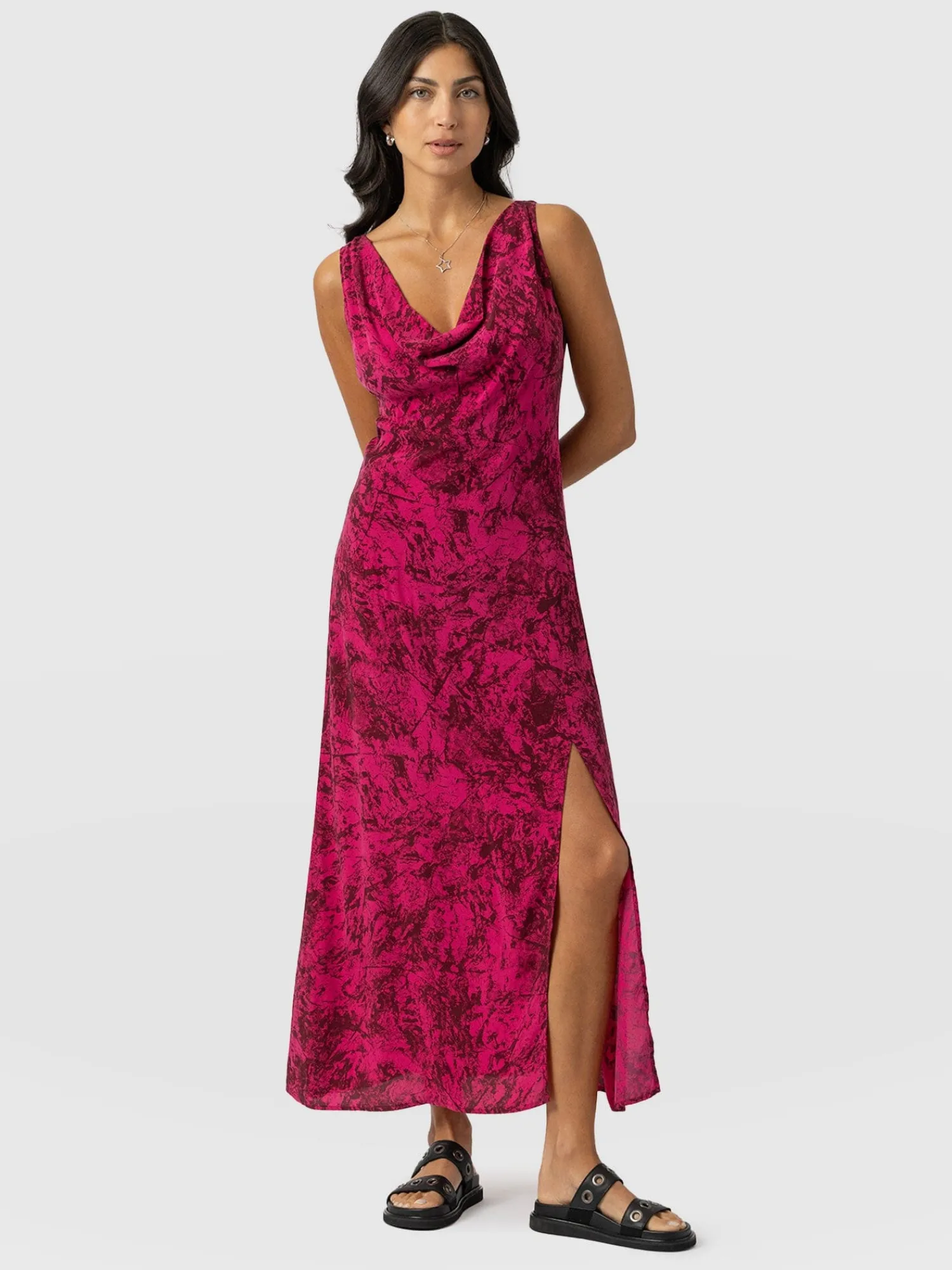 Best Saint and Sofia Faye Cowl Neck Dress - Pink Marble