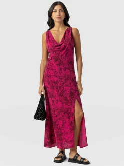 Best Saint and Sofia Faye Cowl Neck Dress - Pink Marble