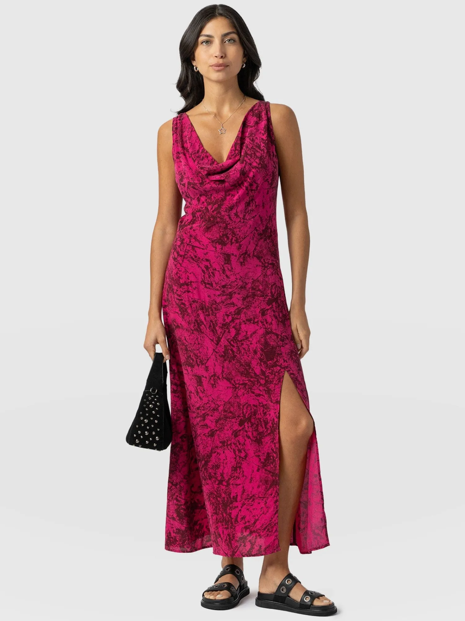 Best Saint and Sofia Faye Cowl Neck Dress - Pink Marble