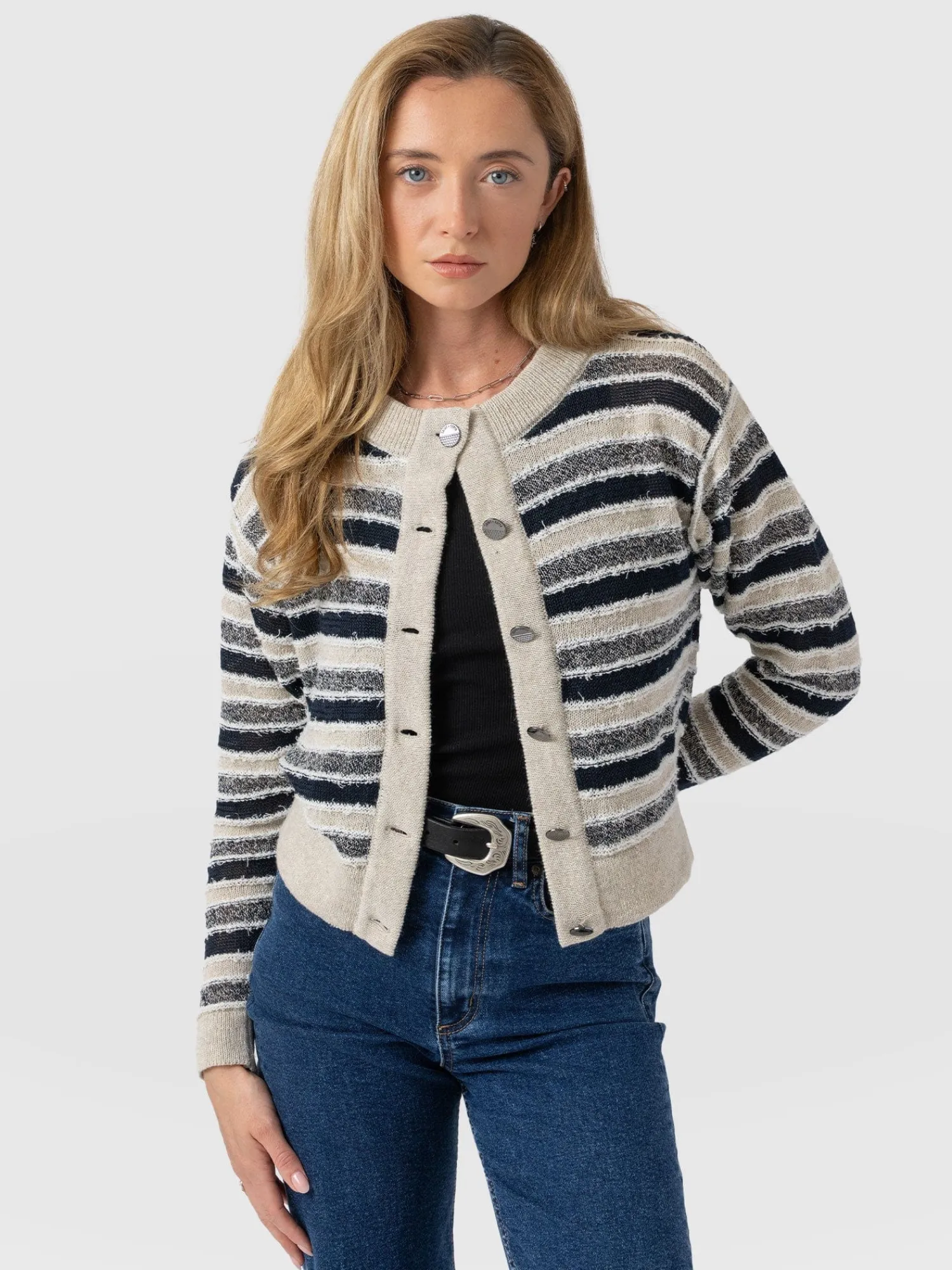 Sale Saint and Sofia Fearne Knit Cardigan - Blue Stripe
