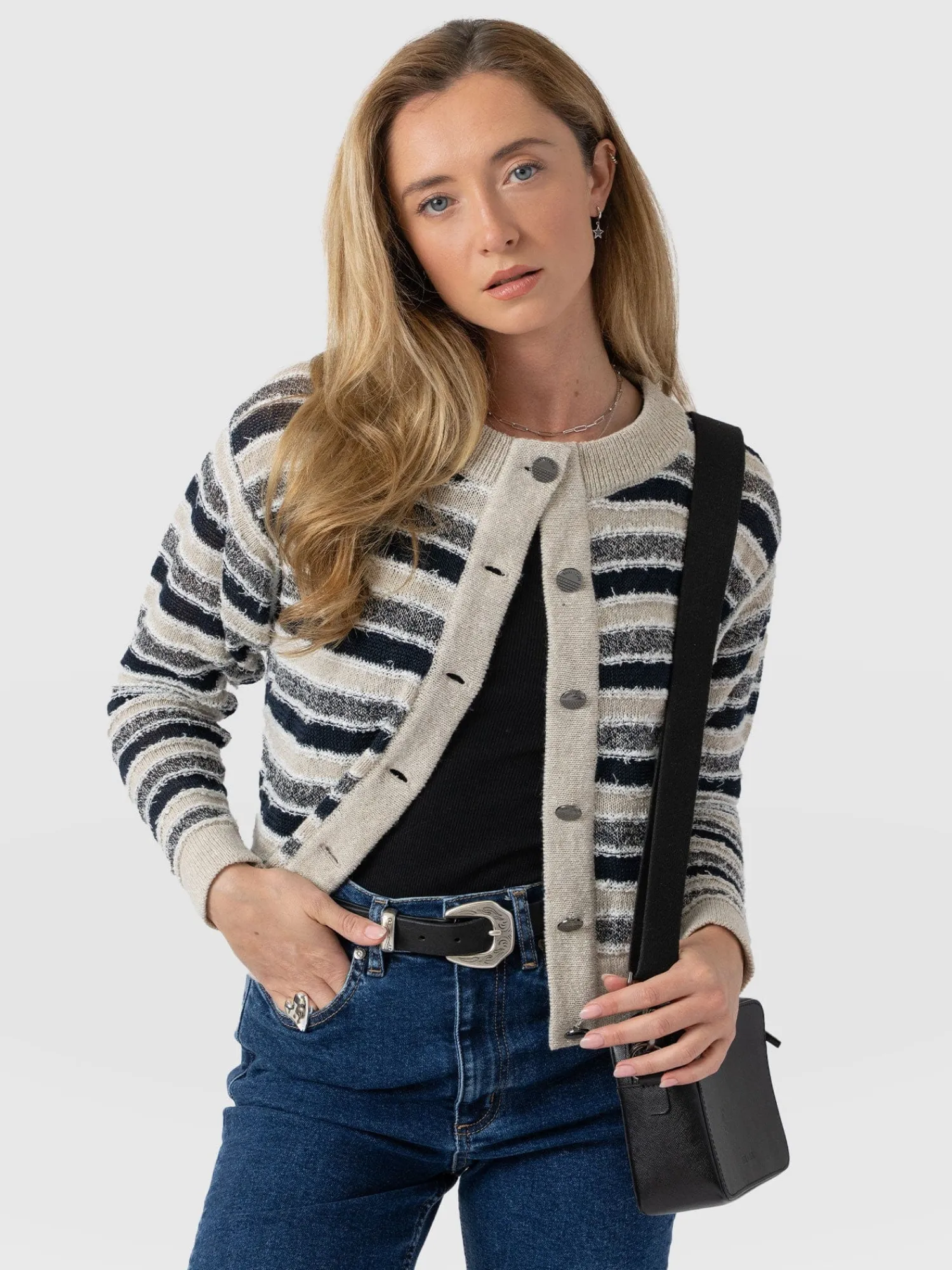 Sale Saint and Sofia Fearne Knit Cardigan - Blue Stripe