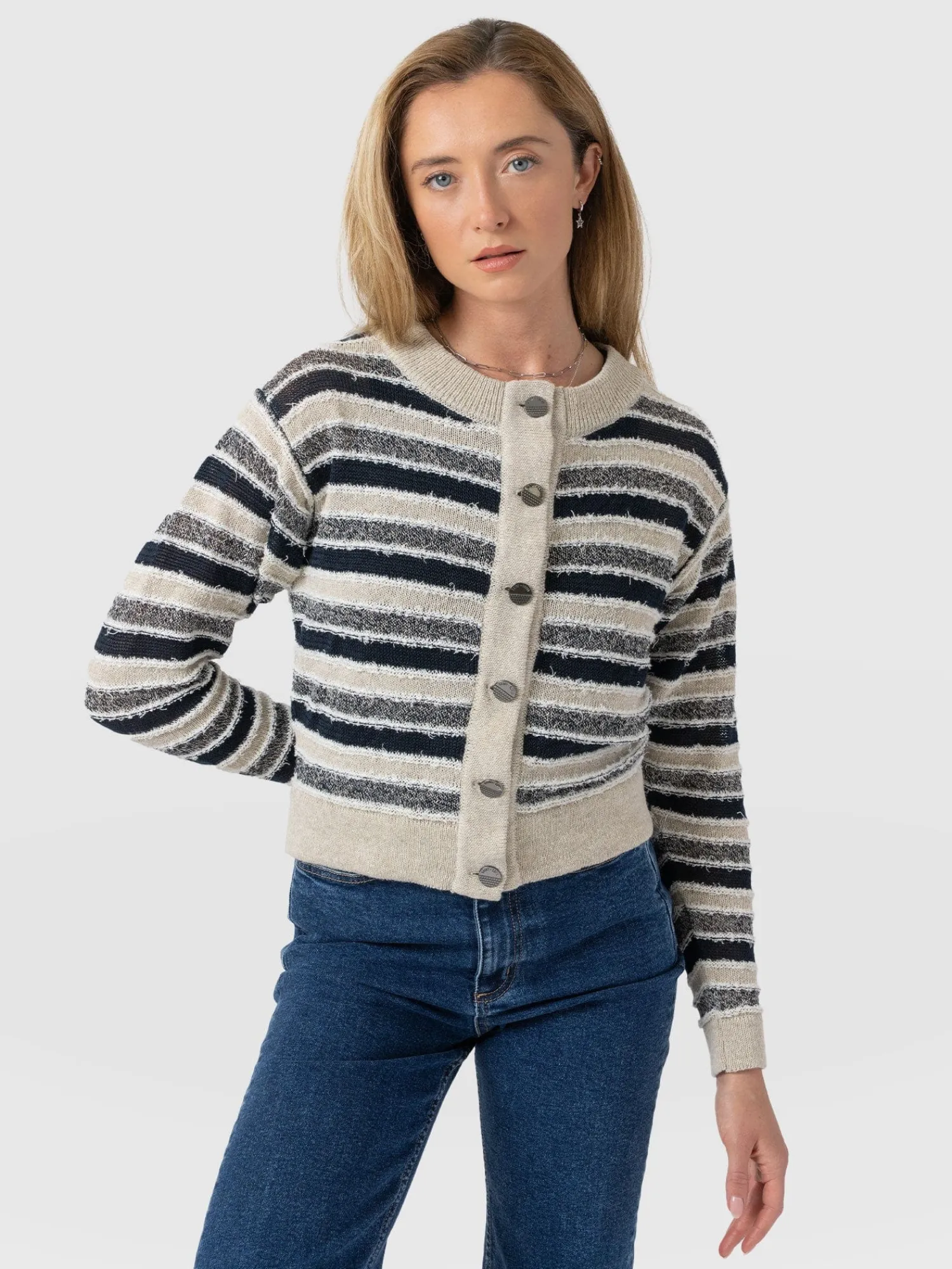 Sale Saint and Sofia Fearne Knit Cardigan - Blue Stripe