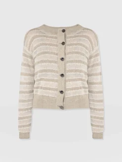 Fashion Saint and Sofia Fearne Knit Cardigan - Cream Stripe