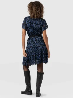 Clearance Saint and Sofia Fearne Lace Mini Dress - Blue/Black