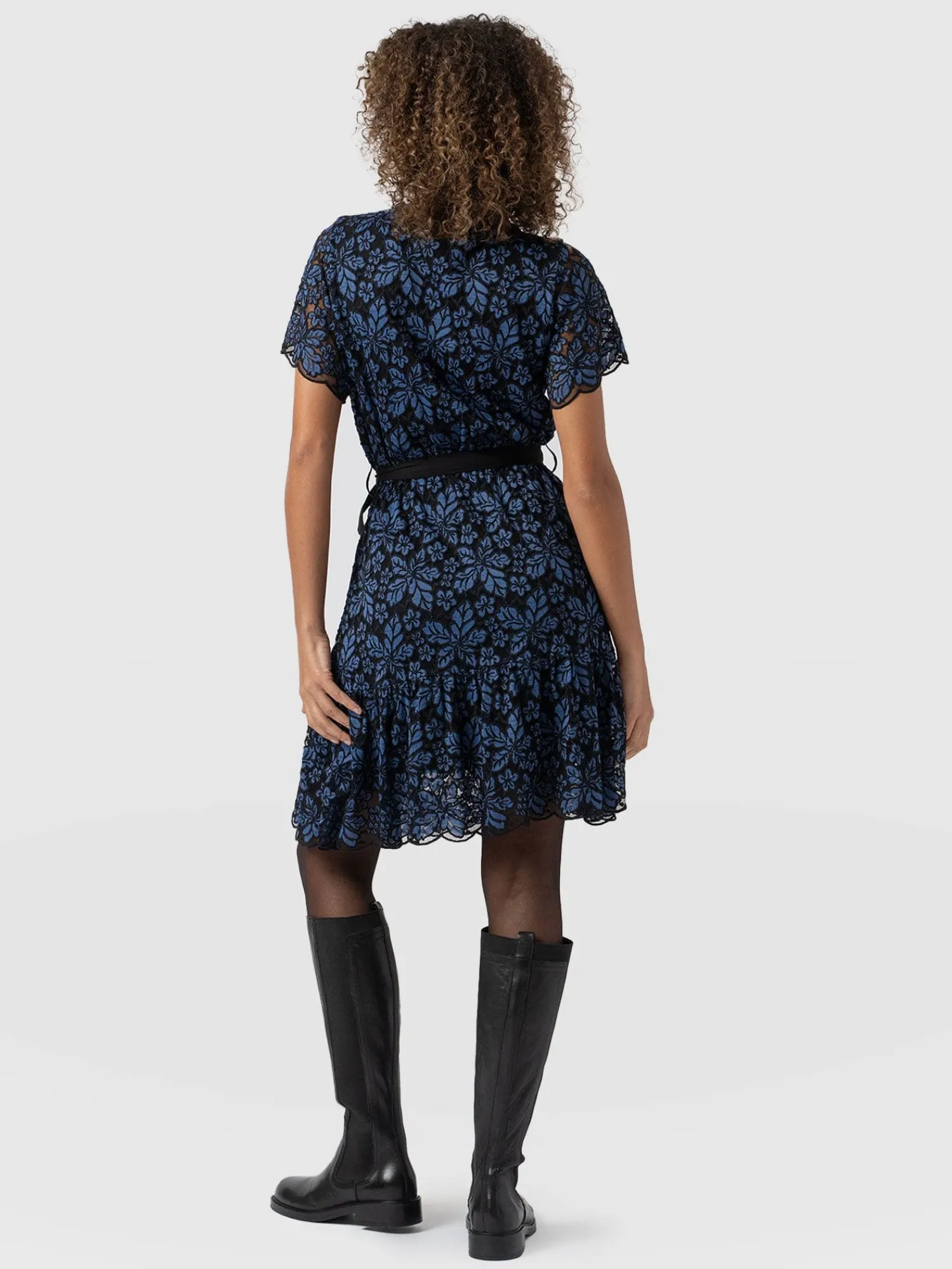 Clearance Saint and Sofia Fearne Lace Mini Dress - Blue/Black