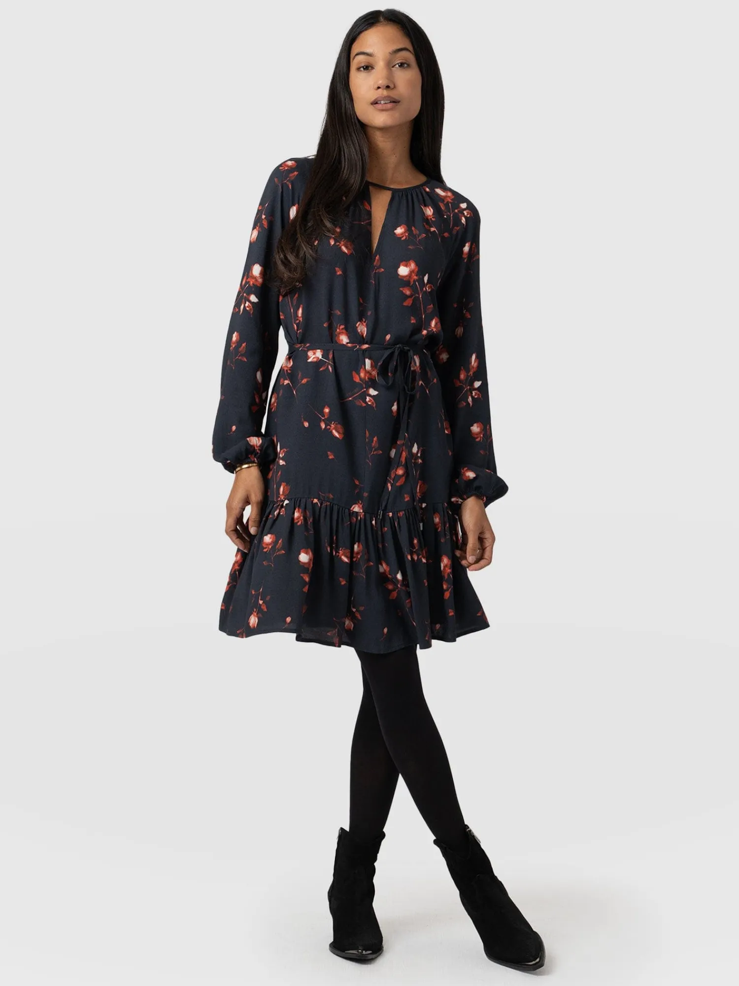 Sale Saint and Sofia Fia Mini Tiered Dress - Dark Roses