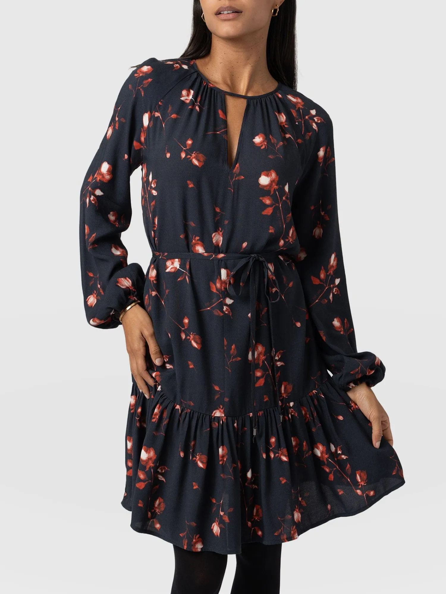 Sale Saint and Sofia Fia Mini Tiered Dress - Dark Roses