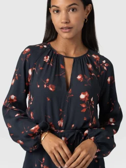 Sale Saint and Sofia Fia Mini Tiered Dress - Dark Roses