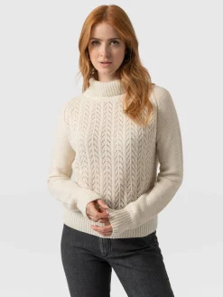 Clearance Saint and Sofia Glen Cable Knit Sweater - Cream