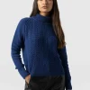 Sale Saint and Sofia Glen Cable Knit Sweater - Blue