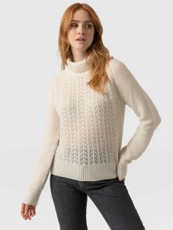 Clearance Saint and Sofia Glen Cable Knit Sweater - Cream