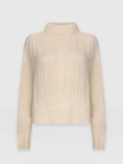 Clearance Saint and Sofia Glen Cable Knit Sweater - Cream