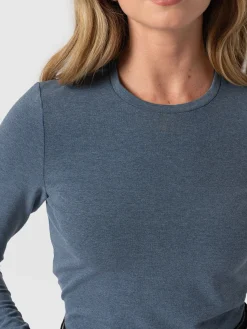 Outlet Saint and Sofia Glen Crew Neck Tee Long Sleeve - Blue