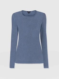 Outlet Saint and Sofia Glen Crew Neck Tee Long Sleeve - Blue