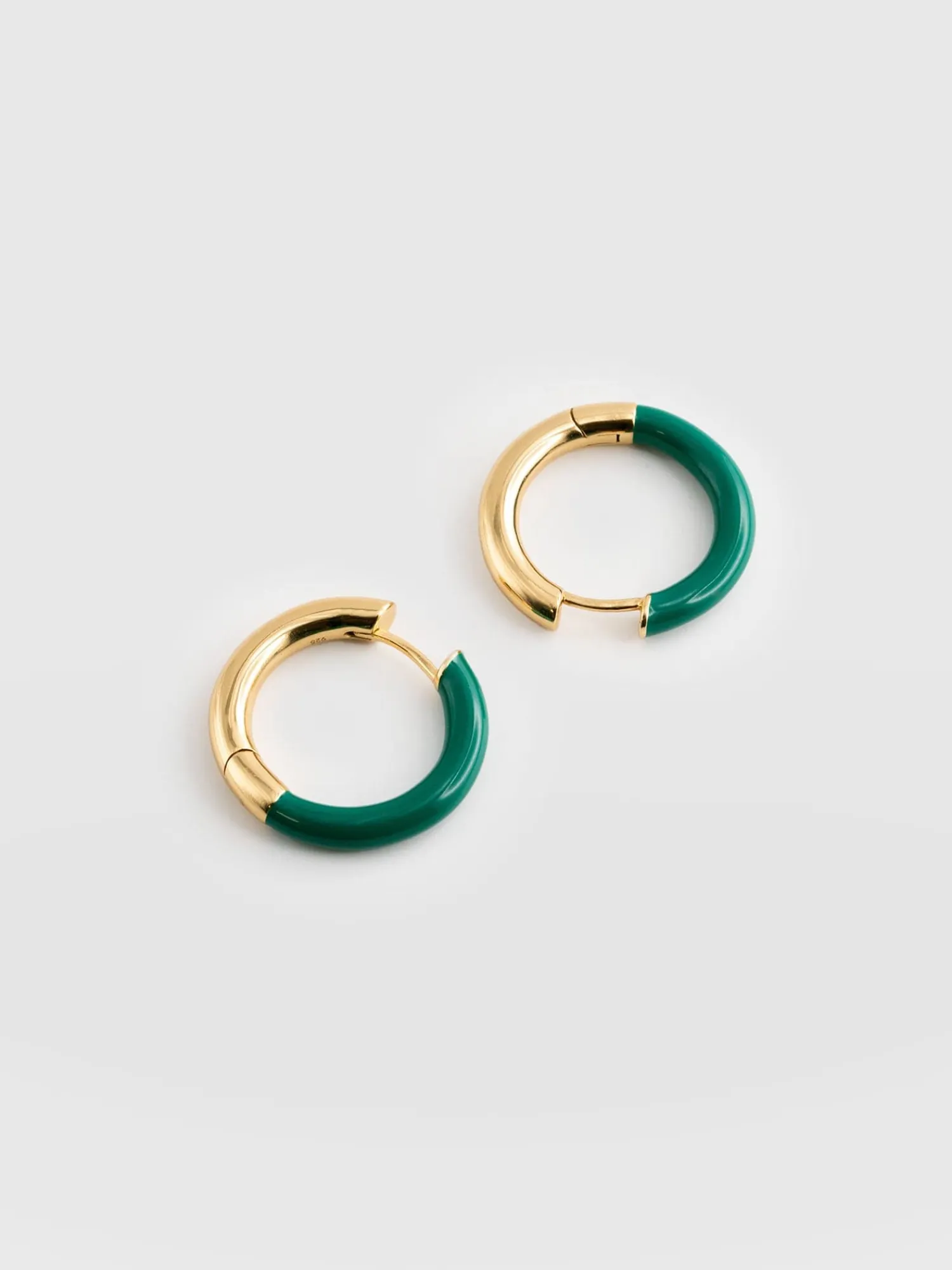 Clearance Saint and Sofia Gold Enamel Hoop Earrings - Gold/Green