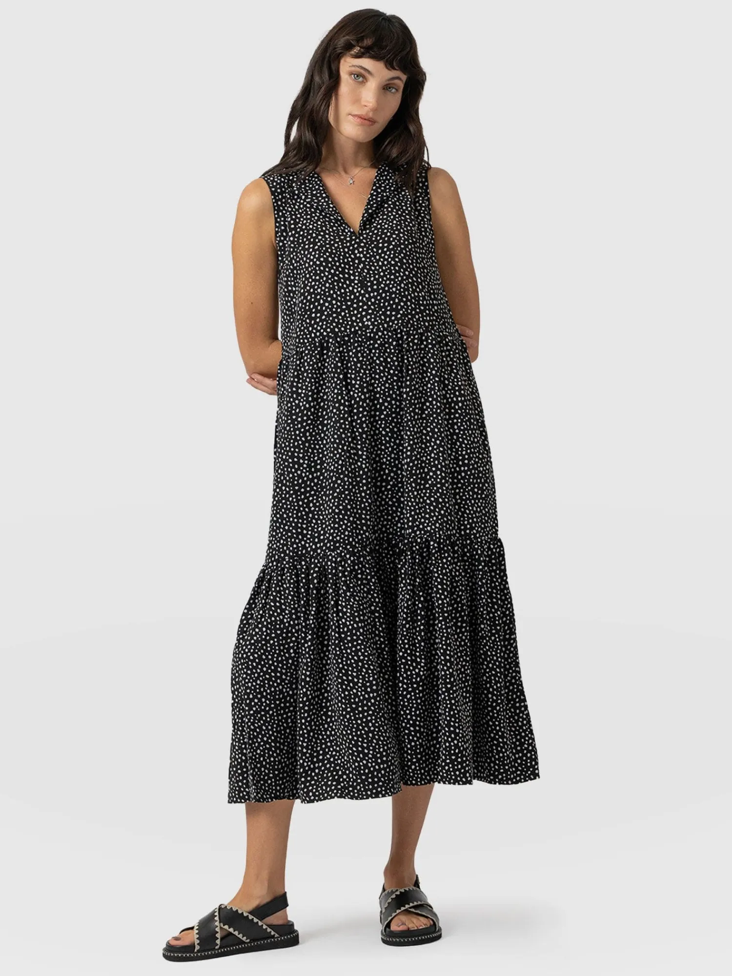 Discount Saint and Sofia Greenwich Dress - Black Spot Tencel