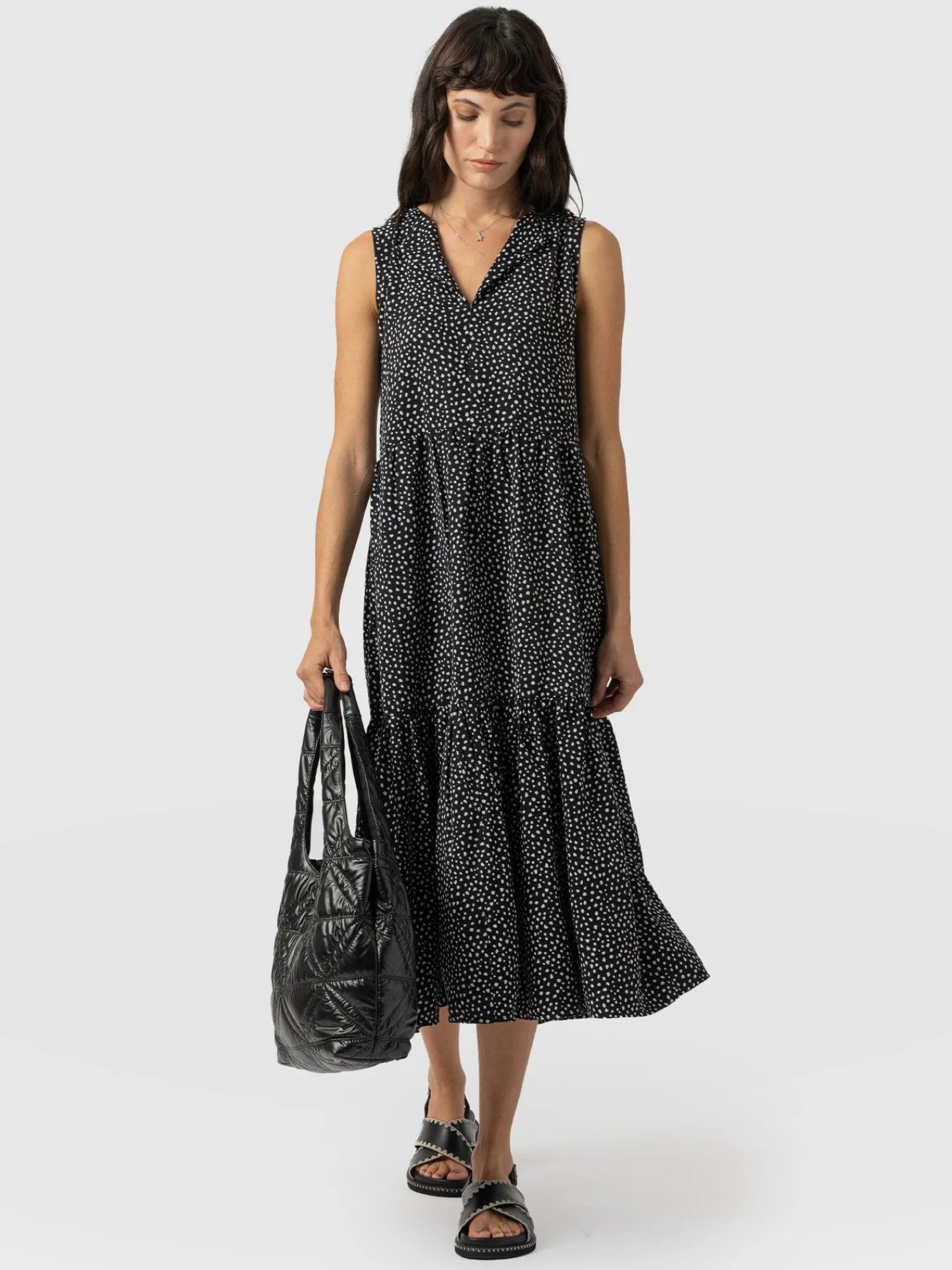 Discount Saint and Sofia Greenwich Dress - Black Spot Tencel