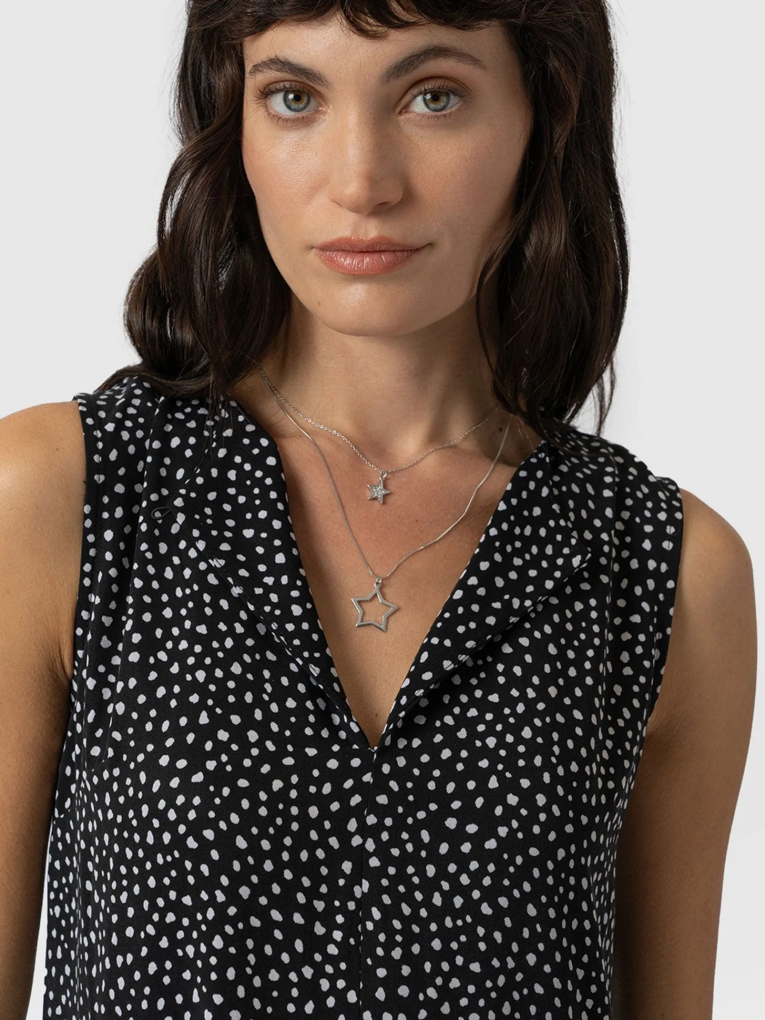 Discount Saint and Sofia Greenwich Dress - Black Spot Tencel