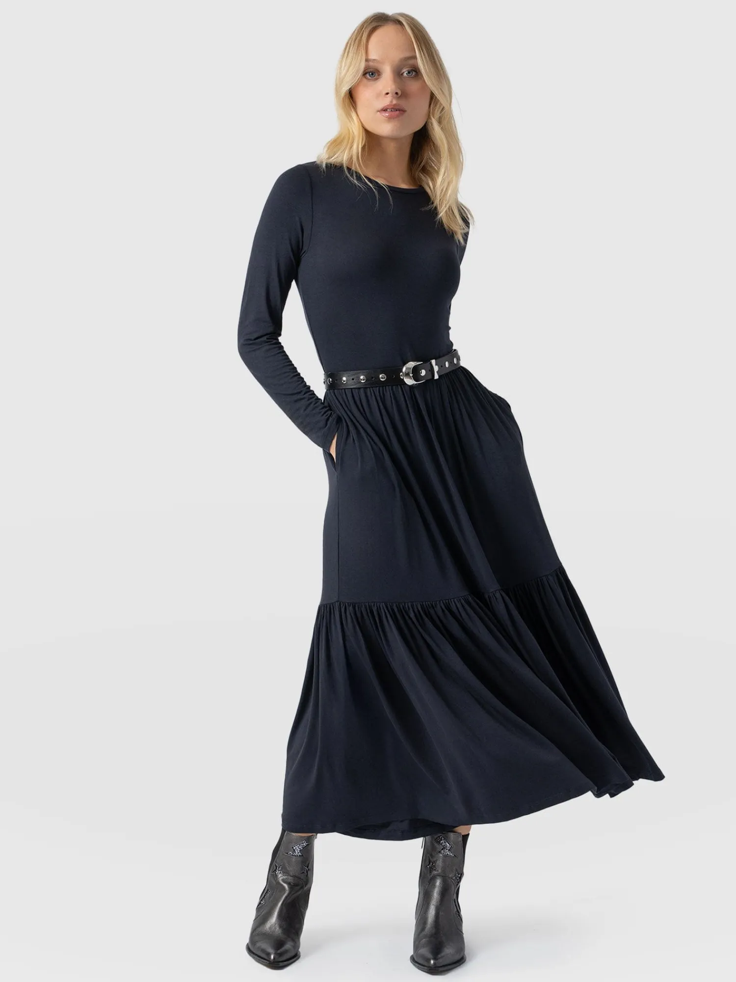 Online Saint and Sofia Greenwich Dress Long Sleeve - Navy