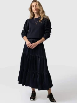 Sale Saint and Sofia Greenwich Skirt - Navy Viscose