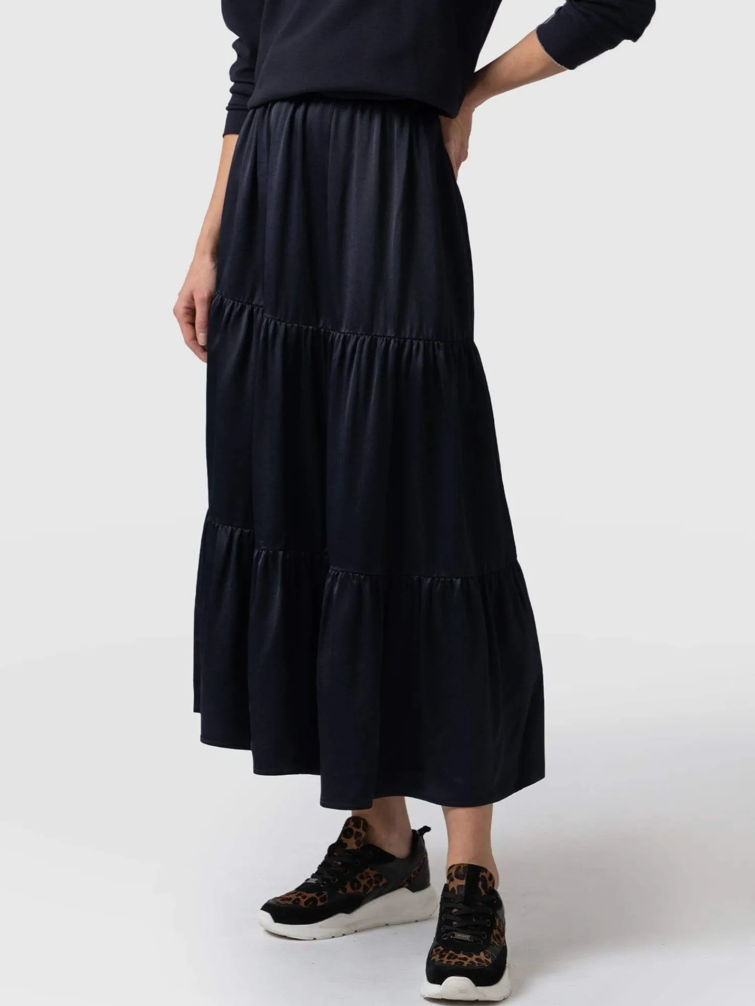 Sale Saint and Sofia Greenwich Skirt - Navy Viscose