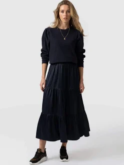 Sale Saint and Sofia Greenwich Skirt - Navy Viscose