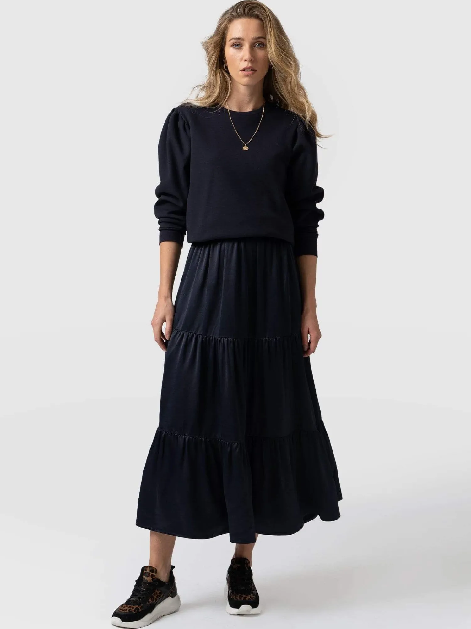 Sale Saint and Sofia Greenwich Skirt - Navy Viscose